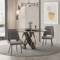 HOMCOM Conjunto de 2 Sillas de Comedor Tapizadas en Lino Transpirable con Asiento y Respaldo Acolchados Patas de Metal 59,5x50,5x92 cm Gris(m-2)