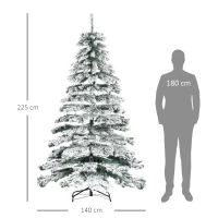 HOMCOM Árbol de Navidad 225 cm Árbol de Navidad Artificial Nevado con 1083 Ramas y Soporte de Metal Árbol de Navideño para Salón Verde y Blanco(m-3)