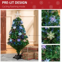 HOMCOM 3FT Prelit Artificial Christmas Tree Fiber Optic LED Light Holiday Home Xmas Decoration Tree with Foldable Feet, Green(m-5)