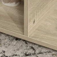 HOMCOM Mesa de Centro con Ruedas Mesa Baja de Salón con 2 Estantes Abiertos y 2 Cajones de Almacenaje 70x70x35 cm Natural(m-9)