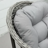 Outsunny 4 Pieces Outdoor PE Rattan Garden Furniture with Cushions, Aluminium Patio Wicker Conservatory Sofa Set with Glass Top Coffee Table, Mixed Grey(m-8)