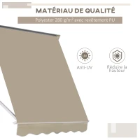 Outsunny Store banne Manuel Inclinaison réglable Aluminium Polyester imperméabilisé 70L x 180l cm Beige(m-4)