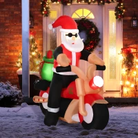 HOMCOM 5.5ft Christmas Inflatable Santa Claus Riding a Motorcycle Blow Up Decoration Xmas Décor for Garden(m-2)