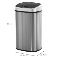 HOMCOM Stainless Steel Kitchen Sensor Dustbin Automatic Touchless Rubbish Garbage Waste Bin 58L Silver(m-3)