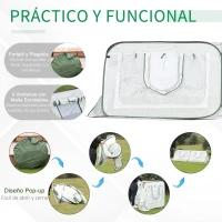 Outsunny Mini Invernadero de Jardín Pop Up 240x120x75 cm con 4 Puertas y Ventanas Enrollables Portátil con Bolsa de Transporte para Cultivos Plantas Flores Blanco(m-4)