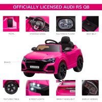HOMCOM Audi RS Q8 6V Kids Electric Ride On Car Toy w/ Remote USB MP3 Bluetooth Pink(m-7)