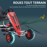 HOMCOM Kart à pédales Go-Kart Enfants 129L x 59l x 70H cm Ø Roues 26 cm siège Ergonomique Rouge(m-4)