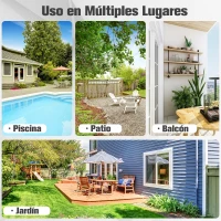 Outsunny Conjunto de Jardín de 3 Piezas compuesto por 1 Mesa 61,6x61,6x74 cm y 2 Sillas Plegables 54x44,5x81 cm para Exterior(m-7)