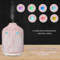 HOMCOM Difusor de Aromas 100ml Cerámica Humidificador Aromaterapia con 7 Colores LED 2 Modos de Vaporización y Apagado Automático Ultra Silencioso para Hogar Dormitorio Salón Ø9,8x14,5 cm Rosa(m-5)
