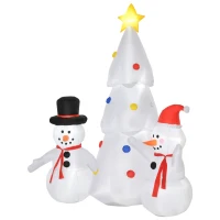 HOMCOM 6ft Christmas Inflatable Tree with Star and Snowmen, LED Lighted for Home Indoor Outdoor Garden Lawn Decoration Party Prop(m-11)