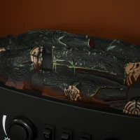 HOMCOM Electric Fireplace Stove, Free standing Fireplace Heater with Realistic LED Flame Effect, Overheat Safety Protection, 900W/1800W, Black(m-8)