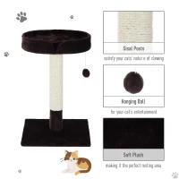 PawHut 70cm Height Cat Tree for Indoor Cats Scratching Post Furniture Pet Play Area Activity Center Kitten Climbers Climbing Exercise w/ Hanging Toy & Cushion(m-5)