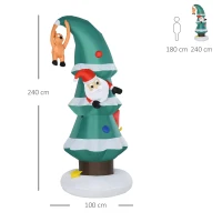 HOMCOM 8ft Tall Inflatable Christmas Tree Stuck Santa Claus Rudolph Reindeer Holiday XMAS Season Decoration Outdoor Airblown Lawn Ornament(m-3)