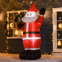 HOMCOM 8ft Christmas Inflatable Santa Holiday Yard Decoration with LED Lights, Indoor Outdoor Lawn Blow Up Decor(m-2)