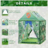 HOMCOM Tente Enfant Tente de Jeu dim. 93L x 69l x 103H cm 2 Portes Polyester Vert(m-4)