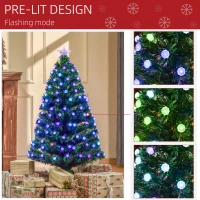 HOMCOM 4FT Pre-Lit Artificial Christmas Tree w/Fibre Optic Decorations LED Light Holiday Home Xmas Decoration-Green(m-5)