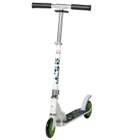 HOMCOM Kids Scooter One-Click Foldable Kick Scooter Adjustable Height for Boys and Girls 3 - 8 Years White(m-11)