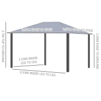 Outsunny 4 x 3(m) Garden Gazebo, Outdoor Pavilion Canopy Aluminum Party Tent Shelter with Curtains and Netting Sidewalls, Grey(m-3)