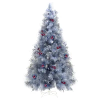 HOMCOM Indoor Christmas Tree Artificial Berry Snow Xmas Decoration with Metal Stand and 499 Tips (7FT(210CM))(m-1)