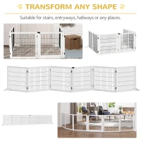 PawHut Wooden Pet Gate, Freestanding Dog Safety Barrier, w/ 2 Support Feet, White(m-5)