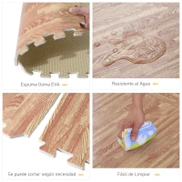 HOMCOM 16 Piezas Alfombra Puzzle de Juegos 60x60x1 cm 6m² Alfombrilla Puzzle Protectora de Goma Espuma EVA Suave para Suelo Hogar Gimnasio Marrón(m-7)