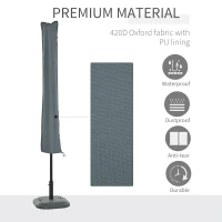Outsunny Parasol Cover, Cantilever Umbrella Cover, Banana Umbrella Cover with Zipper for Outdoor Garden, Patio, Grey(m-4)