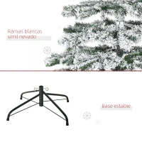 HOMCOM Árbol de Navidad 225 cm Árbol de Navidad Artificial Nevado con 1083 Ramas y Soporte de Metal Árbol de Navideño para Salón Verde y Blanco(m-7)