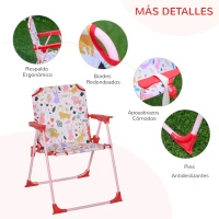 Outsunny Set de Mesa y Sillas Exterior Infantil Conjunto de Picnic Plegable para Jardín Juego de Mesa con Sombrilla Ajustable 100-125 cm Protección de UV Rojo(m-6)