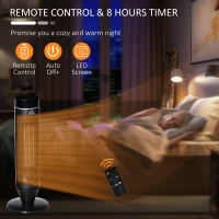 HOMCOM 21 Inch Space Heater, 1000W/2000W Ceramic Electric Heater and Fan, Overheating & Tip-Over Protection, 8H Timer, 42° Oscillation, Portable Heater for Home(m-8)