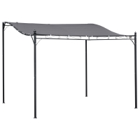 Outsunny Pergola tonnelle de jardin auvent 3 x 3 m adossable métal gris polyester imperméabilisé anti-UV gris