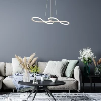 HOMCOM Lámpara Colgante LED Moderna 70W Lámpara de Techo con Altura Ajustable y Luz de 3 Colores 3000-6500K para Comedor Salón Dormitorio 82x32x100 cm Blanco(m-2)