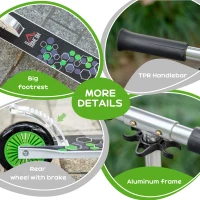 HOMCOM Kids Scooter One-Click Foldable Kick Scooter Adjustable Height for Boys and Girls 3 - 8 Years White(m-6)