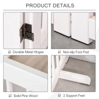 PawHut Freestanding Pet Gate 4 Panels Wooden Dog Safety Fence Foldable with Support Feet for Doorway Stairs 91cm Tall White(m-6)