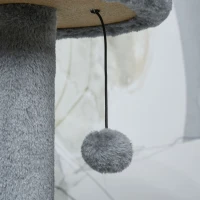 PawHut Cat Tree Tower for Indoor Cats 112cm Climbing Kitten Activity Center with Jute Scratching Post Perch Hanging Ball Toy Teasing Rope Dark grey(m-9)