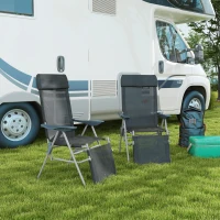 Outsunny Set of Two Sun Loungers, with Five-Position Adjustable Backs - Black(m-2)