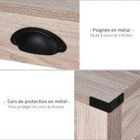 HOMCOM Bureau Design Industriel Grand Plateau et tiroir métal Noir Panneaux Particules Imitation chêne Clair(m-5)