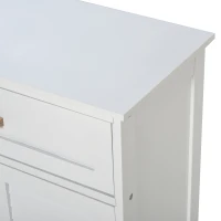 kleankin Armario Auxiliar para Baño Mueble Organizador Multifuncional con Cajón Estante Ajustable Interno 2 Puertas de Persianas Estilo Elegante 59x29x80 cm Blanco(m-9)