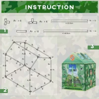 HOMCOM Tente Enfant Tente de Jeu dim. 93L x 69l x 103H cm 2 Portes Polyester Vert(m-7)