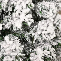 HOMCOM 5FT Prelit Artificial Snow Flocked Christmas Tree with Warm White LED Light, Holiday Home Xmas Decoration, Green White(m-9)