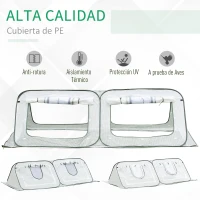 Outsunny Mini Invernadero de Jardín Pop Up 240x120x75 cm con 4 Puertas y Ventanas Enrollables Portátil con Bolsa de Transporte para Cultivos Plantas Flores Blanco(m-6)