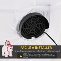 HOMCOM Ours Polaire Gonflable de Noël avec Lumières LED 206cm Décoration Gonflable de Noël Imperméable avec 2 Pingouins(m-7)