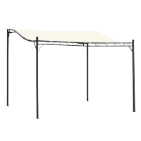 Outsunny Pergola tonnelle de jardin auvent 3 x 3 m adossable métal gris polyester imperméabilisé anti-UV beige