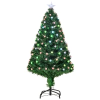HOMCOM 4FT Pre-Lit Artificial Christmas Tree w/Fibre Optic Decorations LED Light Holiday Home Xmas Decoration-Green(m-11)