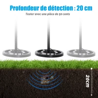 Outsunny Détecteur de métaux électrique haute sensibilité écran LCD chasse aux trésors poignée ergonomique tige télescopique noir jaune(m-5)