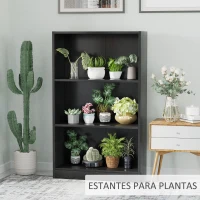 HOMCOM Estantería Librería con 3 Compartimentos de Almacenaje Libros CDs Plantas para Salón Estudio Dormitorio 62,2x24x102,4 cm Negro(m-7)