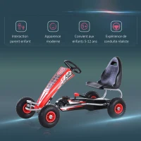 HOMCOM Kart à pédales Go-Kart Enfants 129L x 59l x 70H cm Ø Roues 26 cm siège Ergonomique Rouge(m-5)