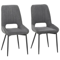 HOMCOM Conjunto de 2 Sillas de Comedor Tapizadas en Lino Transpirable con Asiento y Respaldo Acolchados Patas de Metal 59,5x50,5x92 cm Gris(m-1)