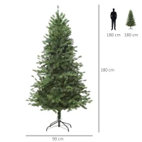 HOMCOM Árbol de Navidad Ø90x180 cm Artificial con 696 Ramas PE Tridente y PVC Individual y Base Plegable Árbol Navideño Decorativo Exteriores Interiores Verde(m-3)