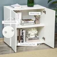 HOMCOM Storage Cabinet w/ Two Shelves Wooden Sideboard Freestanding Kitchen Cupboard Bookcase - White(m-6)