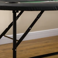 HOMCOM 8 Player Folding Poker Table, Oval Portable Blackjack Casino Table with Cup Holder, Felt Top and Metal Base, 183 x 82 x 75cm, Green and Black(m-8)